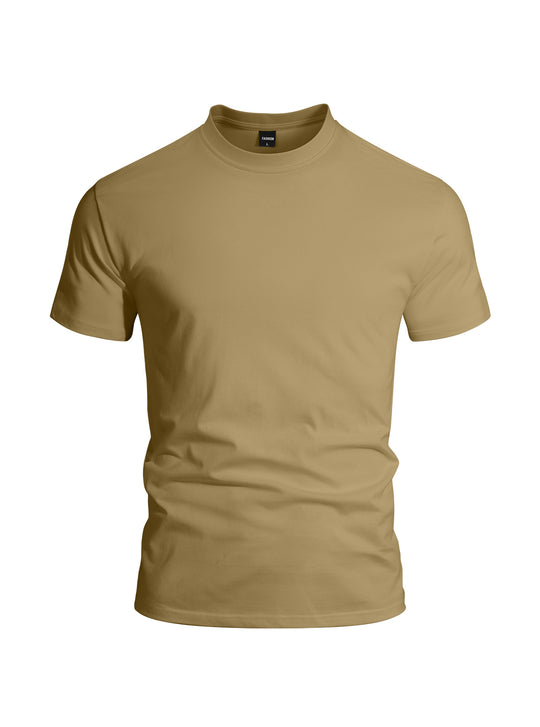 Herren nan eng anliegendes Rundhals-Basicshirt aus Singlejersey mit verstärktem Nackenband R&B