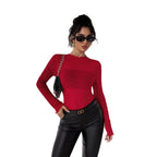 Damen Eleganter Bodysuit mit funkelnden Details und Rüschenkragen R&B