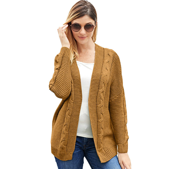 Damen Grobstrickcardigan mit kreativen Zopfmustern und lässigem Schnitt R&B