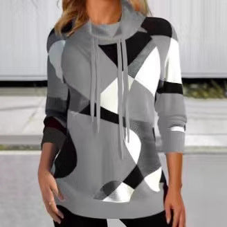 Damen Kapuzenpullover mit geometrischem Muster und hoher Passform R&B