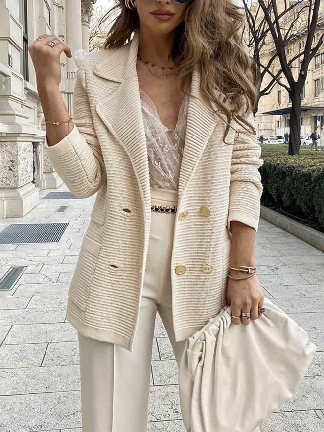 Damen Schnittiger Strickblazer R&B