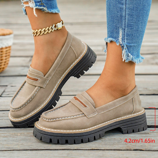 Damen Chunky Loafers mit rutschfester Sohle und dekorativem Riemen R&B