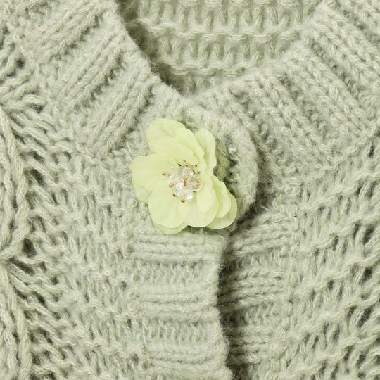 Damen cropped Strickjacke mit floralem Detail R&B