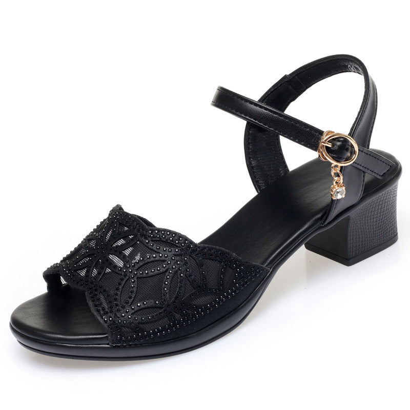 Damen Sandaletten mit verstellbarem Riemen und funkelndem Strassdetail R&B