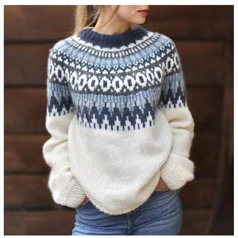 R&B | Warmer Strick Damenpullover mit Kragen