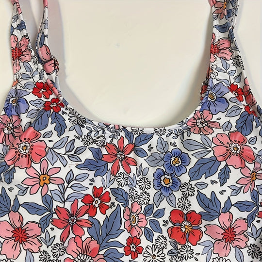 Damen Floral Design Badeanzug mit Wickelrock R&B