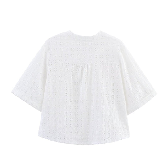 Damen luftiges Set mit broderie anglaise und weit geschnittenem Oberteil R&B