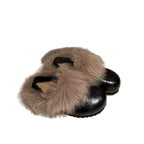 Damen Komfortable Clogs mit warmem Fellkragen und rutschfester Sohle R&B