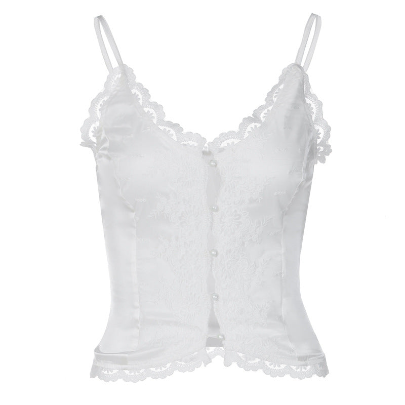 Damen Spitzen-Corsage mit eleganter Knopfleiste R&B