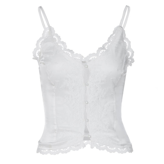 Damen Spitzen-Corsage mit eleganter Knopfleiste R&B