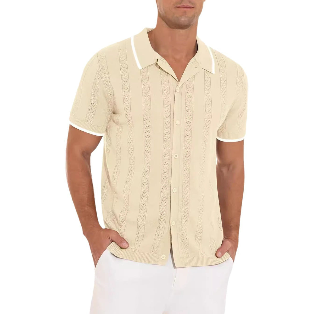 Herren Kurzarmpoloshirt mit strukturiertem Design