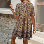 Damen lockeres Sommerkleid mit Boho-Muster R&B