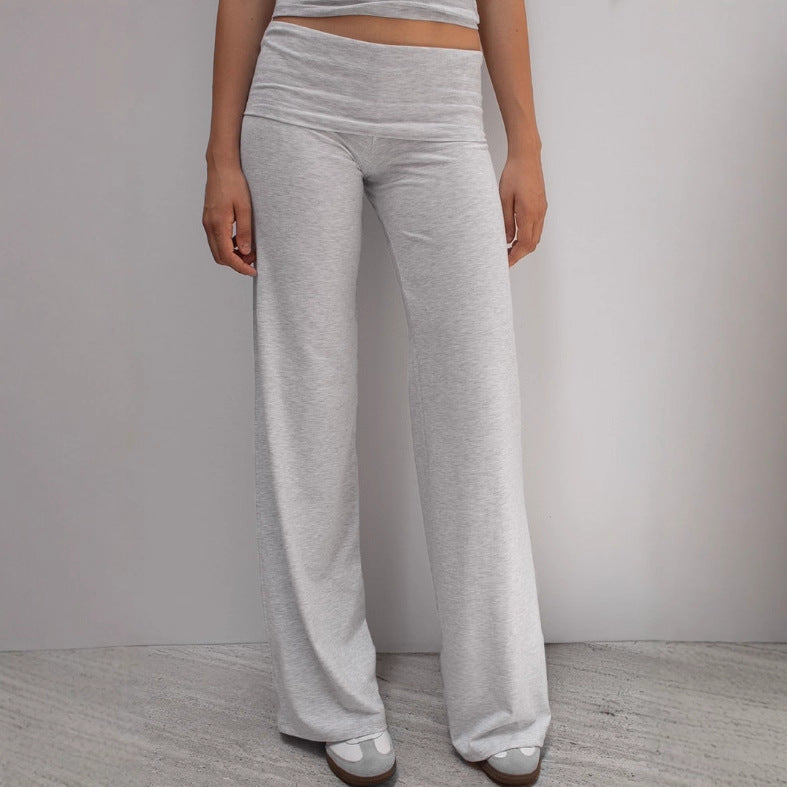 Damen nan elastische Yogahose mit Bauchumschlag und weitem Bein R&B
