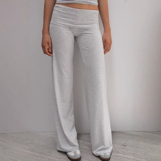 Damen nan weite Palazzohose mit Umschlagbund aus elastischem Viskosejersey R&B