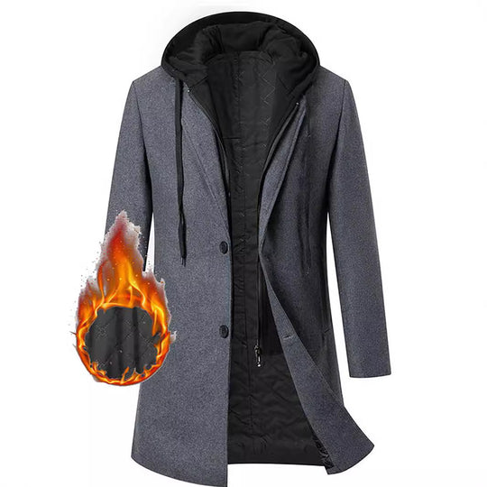 Damen eleganter Mantel mit abnehmbarer Kapuze und sportlichen Akzenten R&B