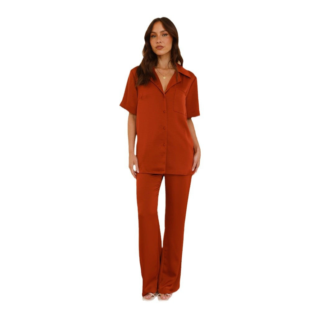 Damen Satin Pyjama Set R&B
