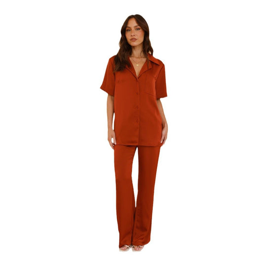 Damen Satin Pyjama Set R&B