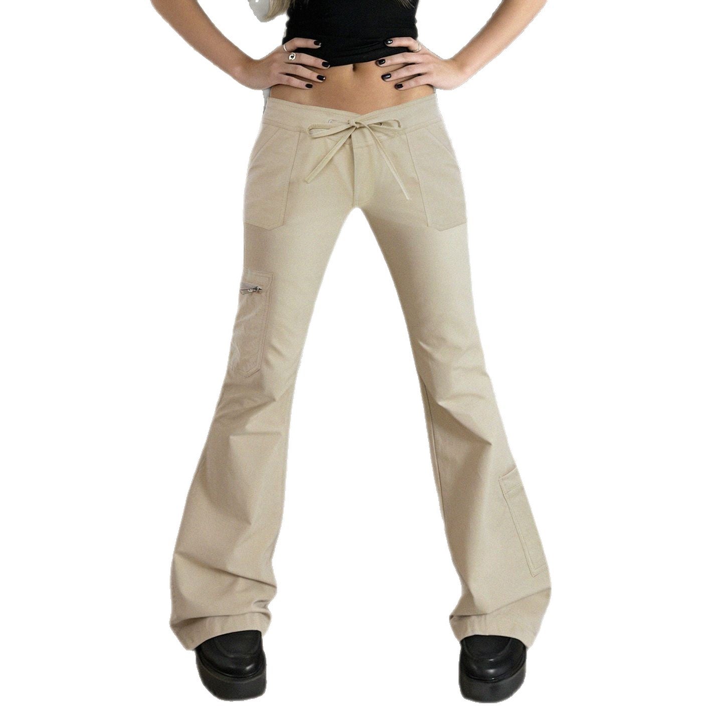 Damen bequeme Cargo-Hose mit elastischem Bund und praktischen Seitentaschen R&B