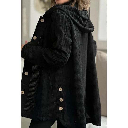 Damen kuschelige Kapuzenjacke aus feinem Cordstoff R&B
