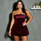 Damen Bandeau Minikleid mit Faltenwurf und elegantem Schnitt R&B