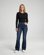 Damen High Waist Stretchjeans mit Flare Bein