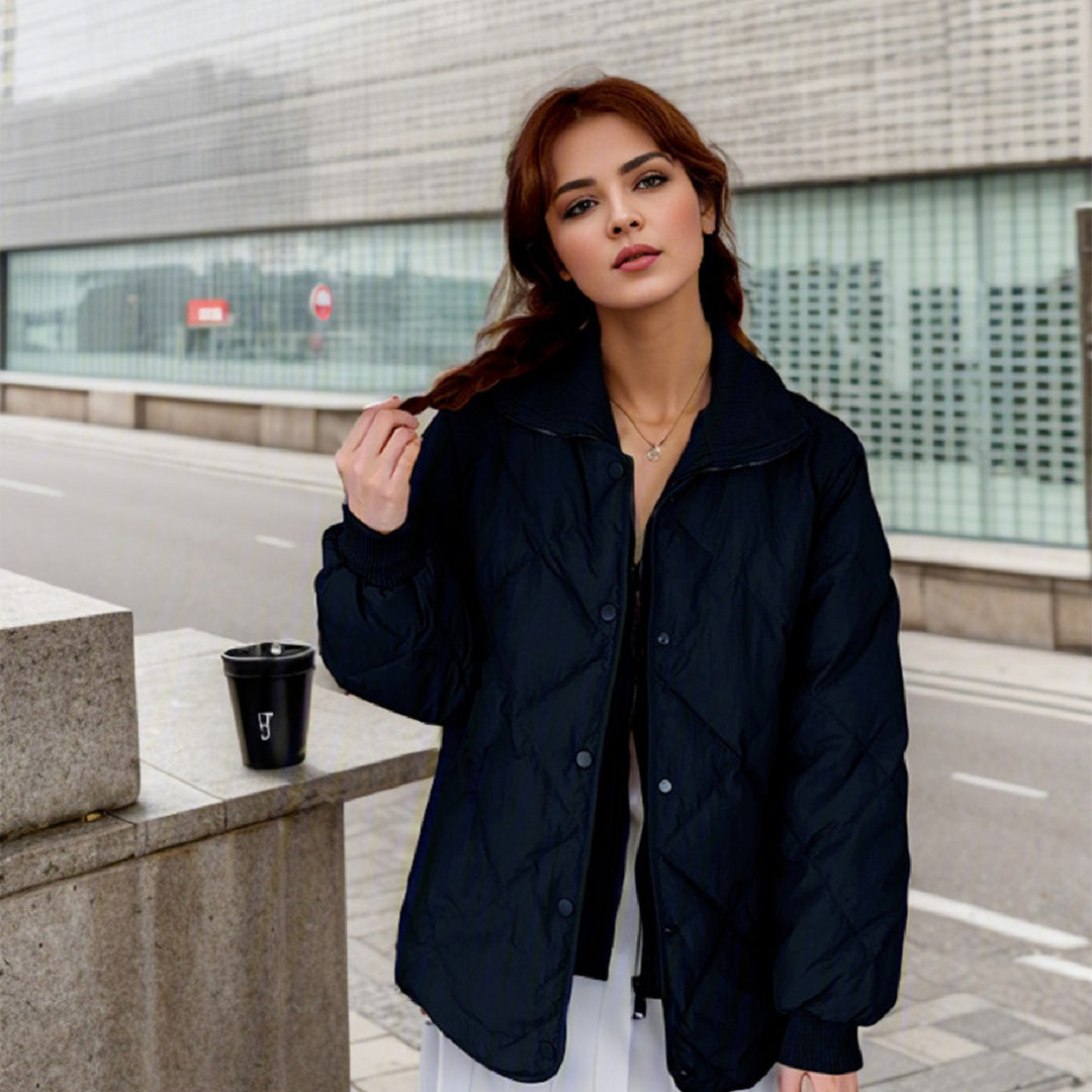 Damen gesteppte Übergangsjacke mit elastischen Bündchen und praktischen Taschen R&B