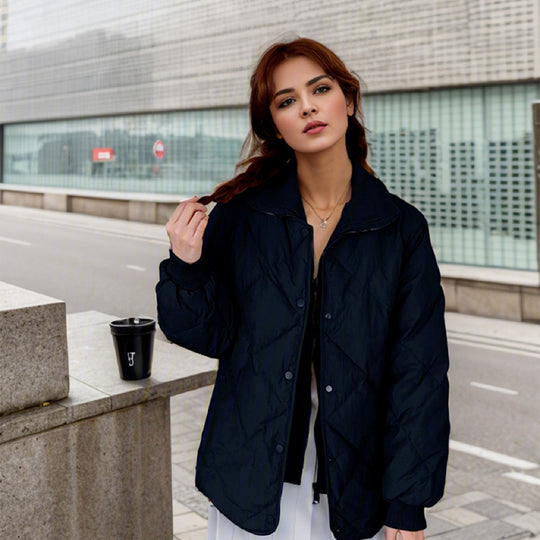Damen gesteppte Übergangsjacke mit elastischen Bündchen und praktischen Taschen R&B