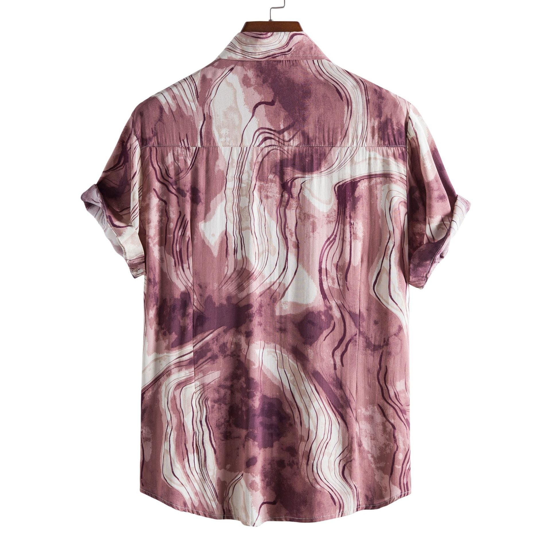 Damen Kurzarmhemd mit kreativem Aquarell-Design