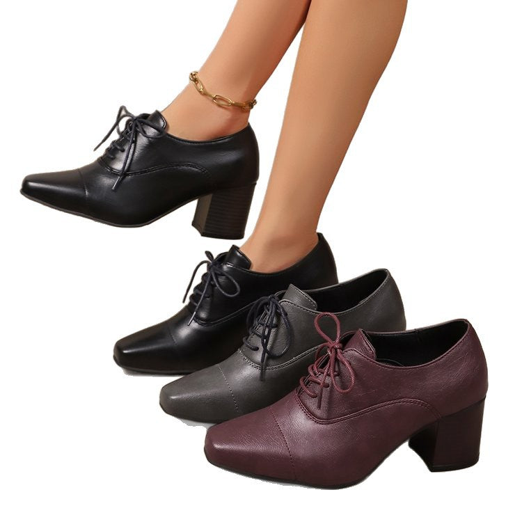 Damen High-Top Schnürschuhe mit elegantem Blockabsatz und R&Brnem Design R&B