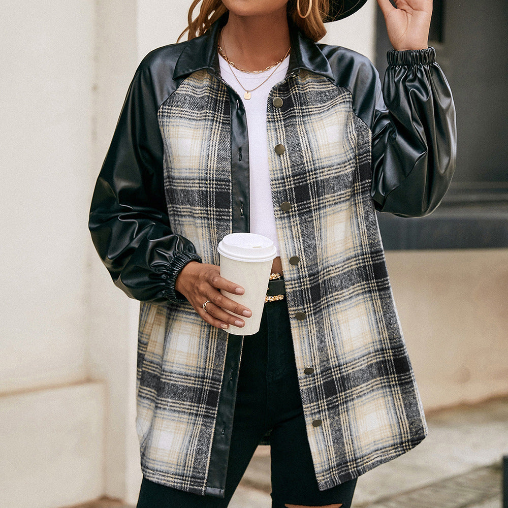 Damen modische Karomuster Jacke mit ärmeln R&B