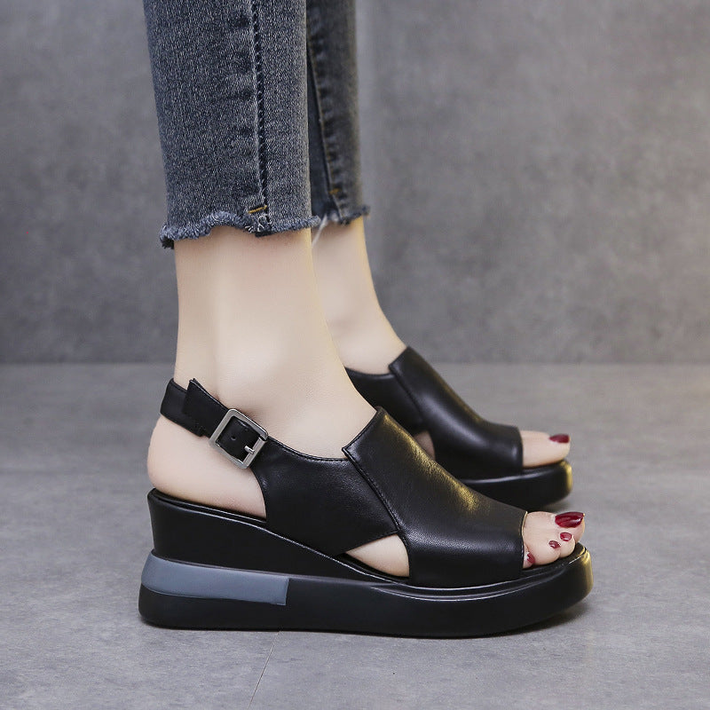 Damen Komfortable Keil-Sandalen mit stylishen Riemen R&B