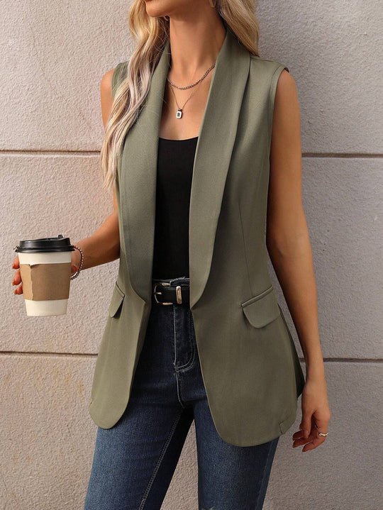 Damen ärmellose Blazerjacke mit schickem Revers R&B