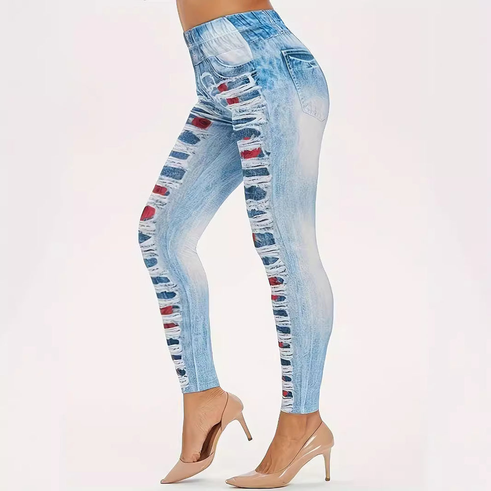 Damen Leggings mit coolen Destroyed-Details und hohem Bund R&B
