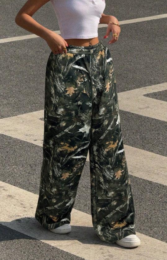 Damen Weitgeschnittene Print-Hose mit elastischem Bund R&B