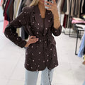 Damen trendiger Blazer mit taillierbarem Gürtel R&B