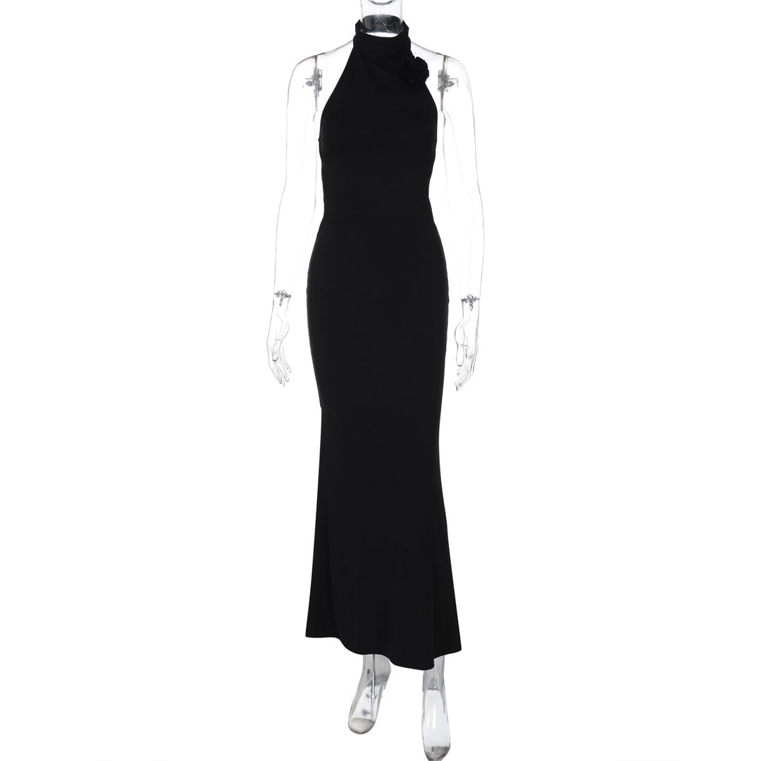 Damen Elegantes Maxi-Kleid mit raffiniertem Halter und floralem Akzent R&B