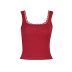 Damen figurbetontes Top mit Spitzenbesatz R&B