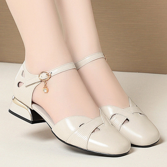 Damen Ballerinas mit dekorativem Riemen und modischem Absatz R&B