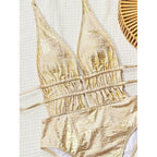 Damen Hochgeschnittener Cut-Out Badeanzug mit glamourösem Design R&B