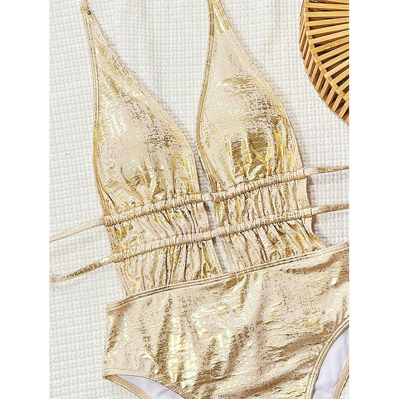 Damen Hochgeschnittener Cut-Out Badeanzug mit glamourösem Design R&B