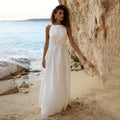 Damen Elegantes Maxikleid aus Leinen mit Querriemen R&B