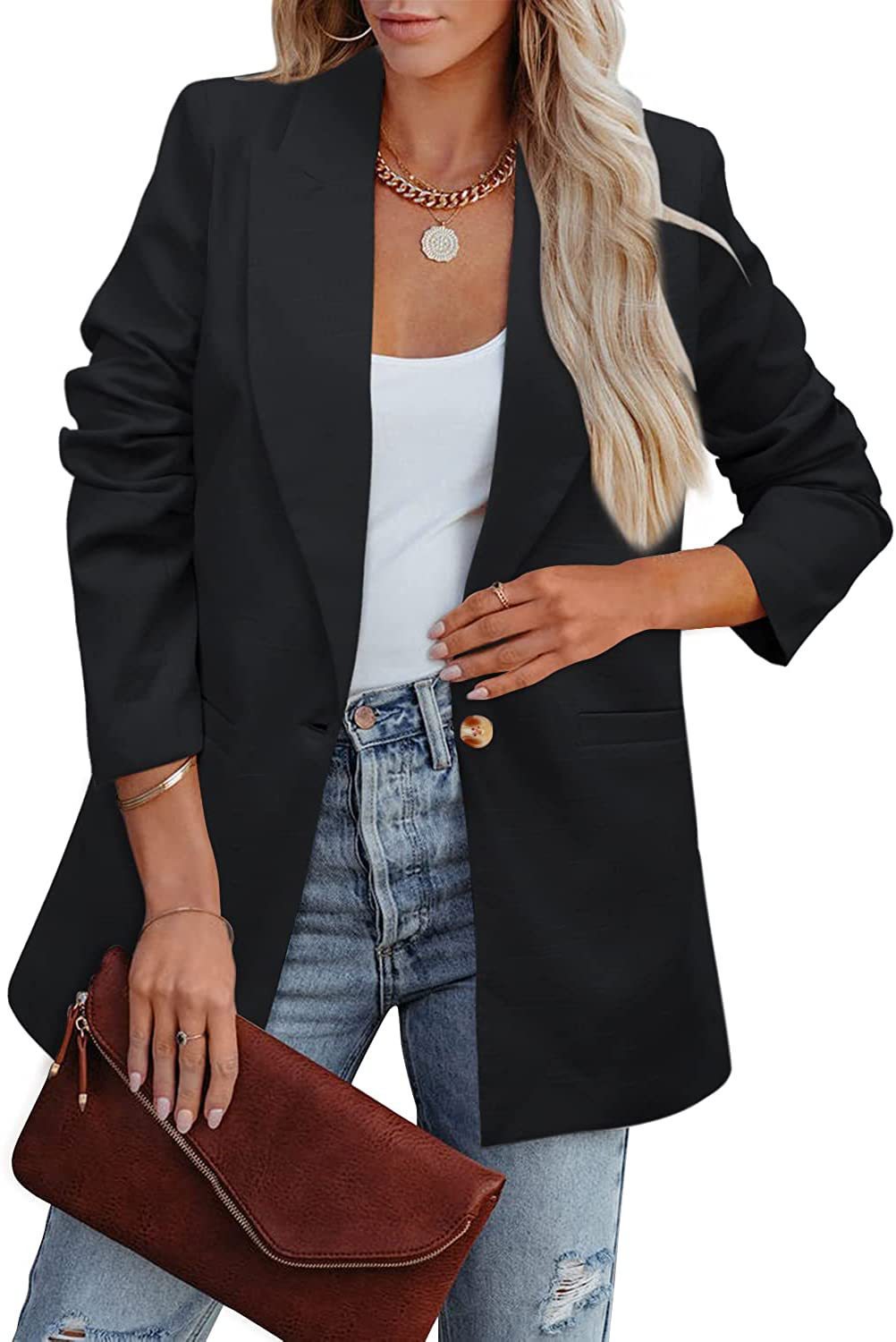 R&B | Doppelreihiger Blazer mit Gerafften Ärmeln und Taschen