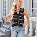 Damen Stricktop mit feinen Streifen und dekorativem Knotendetail R&B