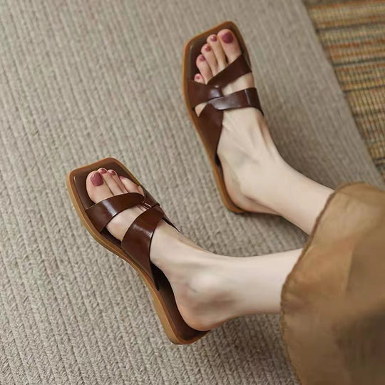 Damen modische Zehensteg-Sandalen mit luxuriösem Riemendesign R&B