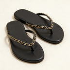 Damen Zehentrenner-Sandalen mit glamourösem Kettendetail R&B