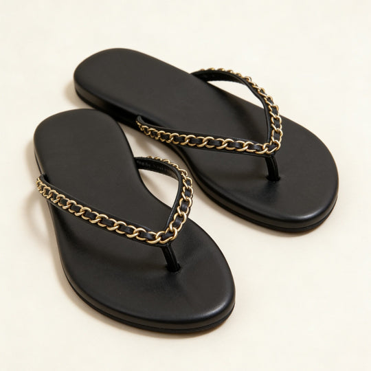 Damen Zehentrenner-Sandalen mit glamourösem Kettendetail R&B
