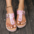 Damen Komfortable Zehentrenner-Sandalen mit eleganter Schnallenverzierung R&B