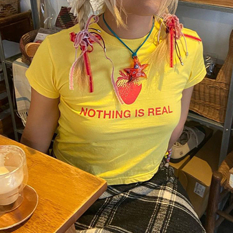 Damen Kreatives Grafik T-Shirt mit Erdbeer-Motiv R&B
