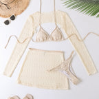 Damen Bikini-Set mit transparentem Cover-Up und figurbetonendem Design R&B
