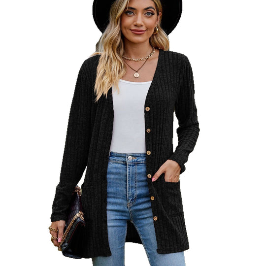 Damen kuschelige Strickjacke mit praktischen Taschen und modischem Rippdesign R&B